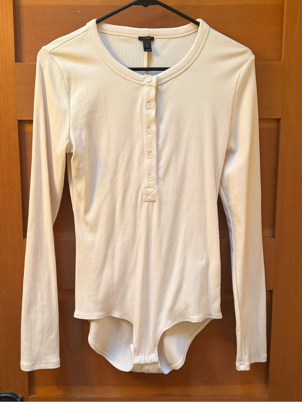 J. Crew Cream Ribbed Henley Top